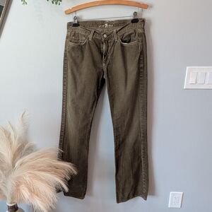 7 For All Mankind Olive Green Boot Cut Corduroy Jeans Sz. 32